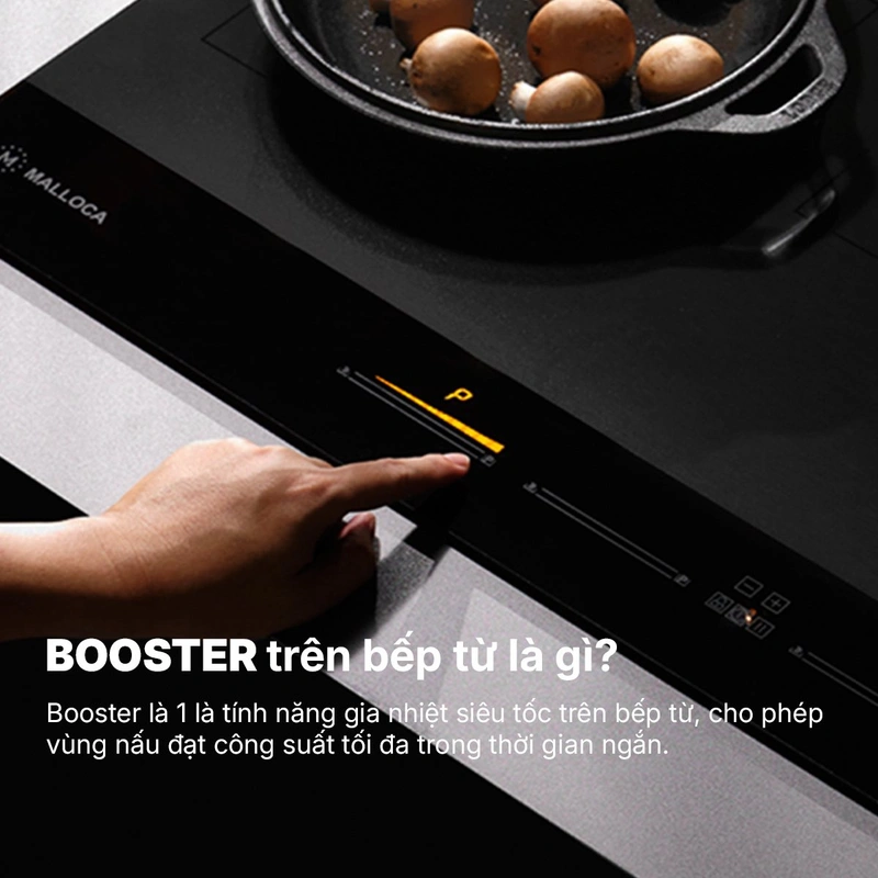 Tính năng hẹn giờ và Booster có trên cả bếp từ đôi và bếp từ 3 vùng nấu