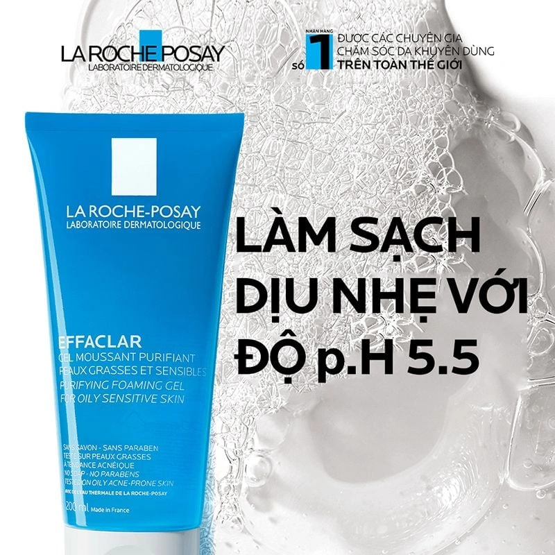 La Roche-Posay Effaclar Purifying Foaming Gel cho da dầu mụn nhạy cảm
