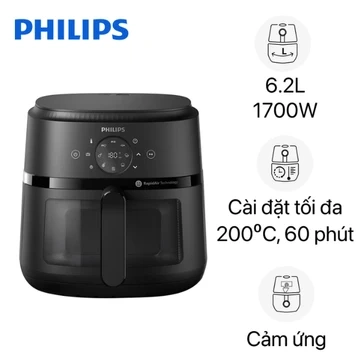 Nồi chiên không dầu Philips NA230/00 6.2 lít cửa kính cảm ứng cho gia đình