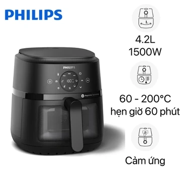Nồi chiên không dầu Philips NA220/00 4.2 lít cửa kính cảm ứng