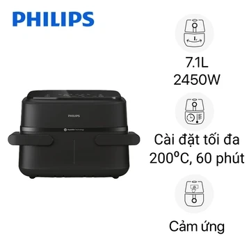 Nồi chiên không dầu Philips NA150/00 hai ngăn 7.1 lít nấu 2 món cùng lúc