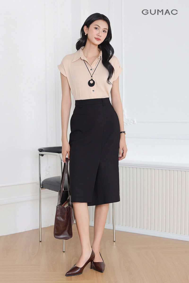 Áo sơ mi nữ Form Boxy GUMAC phong cách minimalist Hàn Quốc