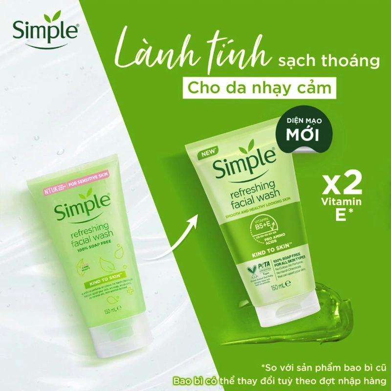 Simple Kind To Skin Moisturising Facial Wash cho da nhạy cảm