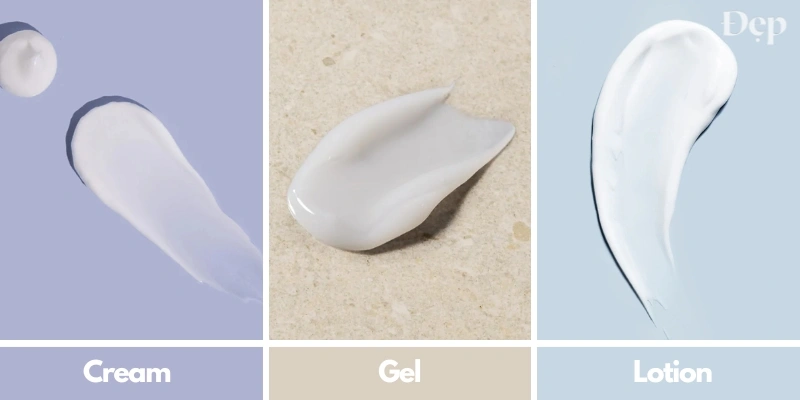 So sánh kết cấu gel, gel-cream, kem và balm dưỡng ẩm